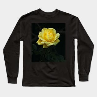 Yellow Rose Flower on Branch Long Sleeve T-Shirt